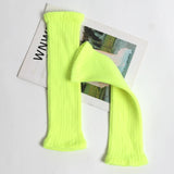Riolio  Winter Bright Green Color JK Style Spice Girls College Foot Cover Warm Pile Long Socks Boot Cuff Cover Knitted Leg Warmers