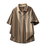 Riolio  Versatile Top Summer Polo Shirt Fashion Stripes Trendy Fit Stylish Comfortable High-Quality Daily Soft Lightweight Men's T-Shirt