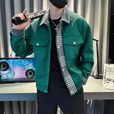 Riolio Spring Autumn Men's ort Jaet 2025 Trendy Brand High-End Striped Stand Collar Workwear Coat Youth Faion Outerwear