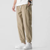 Riolio  High Street Trend Men Spring Fashion Work Pants Loose Bound Feet Thin Style Solid Color Elastic Waist Large Size Casual Trousers