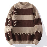 Riolio FALL OUTFIT MEN High Street Patch Knitted Sweater 2024 Trendy High Street Autumn/Winter Warm Men's Top Hip Hop Street Clothing Fishing Sports