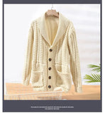 Riolio Korean Version Retro Hand-woven Twisted Twisted Sweater Men's Spring Autumn Thickened Sweater Lapel Cardigan Trendy Jacket Chic