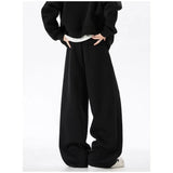 Riolio  Unisex Black Oversized Wide-Leg Sweatpants Drop Crotch with Side Pocket Baggy Fit