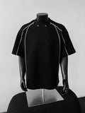 Riolio  American High Street Bright Line T-shirt Short-sleeved Men's Summer Loose Round Neck Drop Rotator Sleeve Top