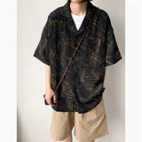 Riolio  Retro Floral Men's Short-sleeved Vintage Loose Casual High-end Drooping Vacation Shirt Jacket