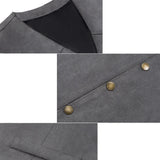 Riolio  Men Vest Gold Suede Leather Gentleman Business Waistcoat Vintage Western Cowboy Regular Slim Business Banquet Men Suit Vest