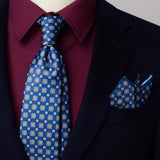 Riolio  2PCS Neck Tie Set 8CM Top Cotton Floral Printed Necktie Fashion Block Flower Suit Ties For Men Shirt Handkerchief Wedding Cravat