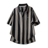 Riolio  Soft Lightweight Men's T-Shirt Versatile Top Summer Polo Shirt Fashion Stripes Trendy Fit Stylish Comfortable High-Quality Daily
