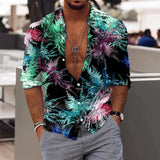 Riolio Men's Floral Shirt Tropic Leaf 3d Print Shirts Men Fashion Hawaiian Shirt Casual Beach Short Sleeve Blouse Men's Lapel Shirt Boy