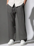 Mens Corduroy Pants With Drawstring Waist Loose Fit Casual Trousers