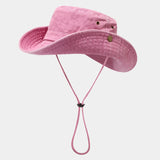 Riolio  Spring and summer new splicing big eaves washed old fishing mountaineering hat men's outdoor travel sun protection sun hat women