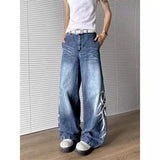 Riolio Men Loose Straight Leg Extra Long Floor Sweeping Jeans Unique Printed Design New Autumn Fashion Trendy Casual Streetwear