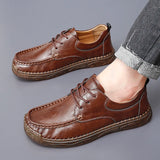 Riolio  New Men's Casual Shoes Handmade Soles  Shoes Men's Outdoor Hiking Comfort Flat Platform Size 47