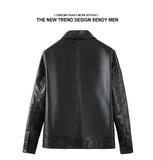 Riolio Windproof Stand Collar Zipper Cardigan Leather Jacket Motorcycle Leather Coat PU Leather Business Leather Jackets Men's Fashion