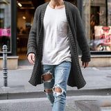 Riolio New Mens Knitted Cotton Cardigan Fashion Long Sweaters Male Casual Solid Long Sleeve Slim Outwear Autumn Winter Warm Jacket