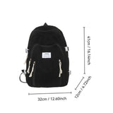 Riolio  Portable Bookbag Students Backpack Striped Velvet Large Capacity School Bags Solid Color Travel Bag