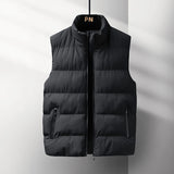 Riolio Casual Plus Size Men's Cotton Vest High Quality Autumn Winter Fashion Men Jacket Warm Stand Collar Sleeveless Men's Top Vests