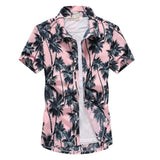 Riolio Summer Mens Hawaiian Casual Collar Shirts Short Sleeve Button Coconut Tree Print Beach Floral Fashion Vintage Clothing XS-5XL