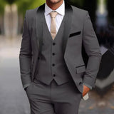 Riolio  3 Pieces Black Set Customized Business Formal Men Suit Groomsman Wedding Party Prom Male Tuxedos