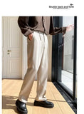 Riolio New Men White Straight Pants Fashion Korean Loose Suit Trousers Casual Draped Baggy White Wide Pant Male Streetwear