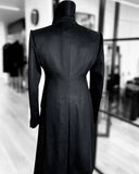 Riolio  Fashion Woolen Blend Coat Men Black Over Jacket Overcoat Double Breasted Long Plus Size Warm Formal Business
