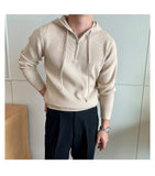 Riolio  New British Leisure Men's Hooded Sweater Trendy Zip-up Preppy Style Slim-fit Long Sleeve Hoodies Casual Vintage Warmth Knitwear