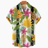 Riolio Summer Hawaiian Shirt For Men 3D Retro Coconut Tree Pattern Short Sleeve Vacation Breathable Casual Design Clothing Fashion