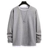 Riolio Autumn Men's Round Neck T-Shirts Fashion Fake-two Pieces Street Long Sleeve T-shirt Sports Athletic Pullover Blouse Tops For Man