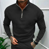 Riolio Autumn Thick Warm Knitted Sweaters Comfy Clothing Half Zip Fleece Winter Coat Solid Long Sleeve Turtleneck Shirts Pullover Men