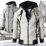 Riolio Men Hoodie Coats Autumn Winter Double Zip Pocket Long Sleeve Zip Cardigan Sweatshirt Male