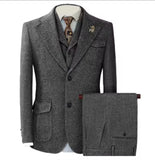 Riolio  Classic Herringbone Man Suit Sets High Quality Luxury Men's Suits Wedding Dress 3 Pieces Set Jacket+Vest+Pant