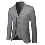Riolio  Men's Business Casual Three-Piece Suit Slim Fit Wedding Groom Fashionable Polyester Fiber Single-Button Closure All-Season Wear