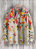 Riolio Vintage Geometry Art Print Casual Knit Pullover Sweater Women For Men Sweater