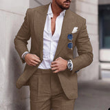 Riolio Linen Suits For Men Wedding 2 Piece Set Single-Breasted Luxury Notched Lapel Top+pants  Trajes Elegante Para Hombre