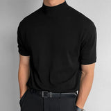 Riolio  Summer New AliExpress Men's Spot Korean Version Base Shirt Foreign Trade Solid Color Turtleneck Short Sleeves