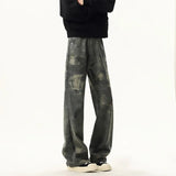 Riolio High quality Jeans Leopard Personality design Pockets Jeans Male American Style High Street Denim Pants Classic Denim Trousers