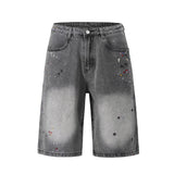 Riolio Full Rhinestone Print Washed Blue Baggy Jeans Mens and Women Ropa Hombre Streetwear Solid Casual Denim Trousers Loose Cargos