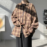 Riolio Spring Long Sleeved Shirt Men Fashion Retro Plaid Shirt Men Streetwear Loose Casual Shirt Mens Vintage Shirts Plus Size 5XL