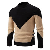 Riolio High Quality Men's New Autumn and Winter Casual Warm Color Block Sweater Knit Tops Man Clothes