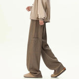 Riolio  Men's Trendy Washed Workwear Jeans Men's Loose Straight-Leg Wide-Leg High Street Casual Long Pants