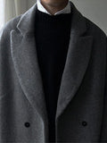 Riolio Autumn Winter Loose Casual Grey Black Soft Warm Woolen Cocoon Coat Men Lapel Double Breasted Korean Fashion