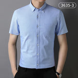 Riolio  Fashion korean popular clothes 100%cotton oxford summer Short sleeve shirts for men slim fit formal plain shirt white pink tops