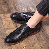 Riolio Leather Casual Men shoes loafers Hand stitch Brogues design Luxury Brand Social shoes slip on Plus size 38-47 Autumn