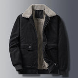 Riolio Autumn Winter Vintage Men's Corduroy Sherpa Lined Jacket Warm Thick Cargo Jacket Coats Fleece Windbreaker Parkas High Quality