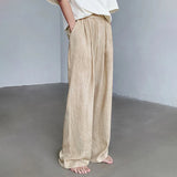 Summer New Linen Fabric Thin Wide Leg Pants Loose All-match Simple Stretch High Waist Solid Color Ice Silk Trousers