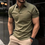 Riolio summer new men's arm pocket polo shirt solid color short-sleeved T-shirt