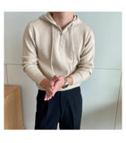 Riolio  New British Leisure Men's Hooded Sweater Trendy Zip-up Preppy Style Slim-fit Long Sleeve Hoodies Casual Vintage Warmth Knitwear