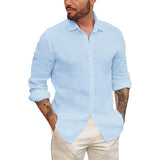 Riolio  Mens Button Up Shirts for Men Long Sleeve Cotton Linen Hawaiian Beach Shirt Casual ummer Lightweight Tops