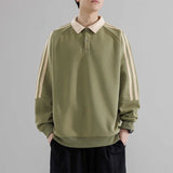 Riolio  Autumn Style Men's Hoodie Fake Two-Piece Collared Loose Top Trendy Sporty Casual Youth Fashion Polyester Fiber Long Sleeve