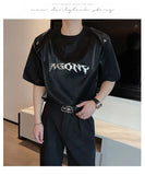 Riolio Summer High Street Men and Women Trendy Personalized Letter Printed Round Neck Short Sleeve Couple Harajuku Casual T-shirt Top